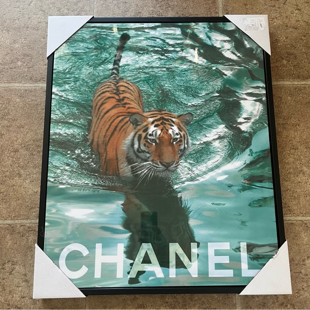 Chanel Tiger Wall Frame Decor Crystal Luxe